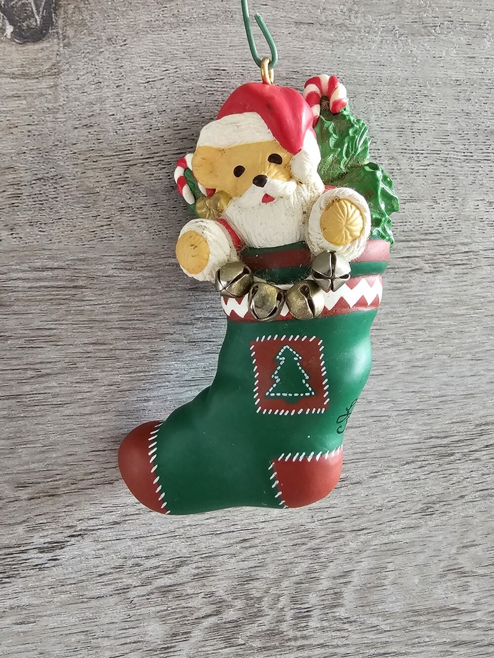 Hallmark Keepsake 1996 Christmas Ornament Santa Claus Teddy Bear Stocking 299a